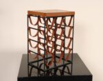 Arthur Umanoff Leather and Iron 12 Bottle Wine Rack with Butcher Block Top - Image 2