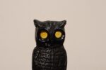 Vintage Cast Iron Owl Andirons with Yellow / Amber Blown Glass Eyes - Image 20