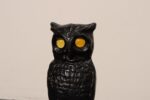 Vintage Cast Iron Owl Andirons with Yellow / Amber Blown Glass Eyes - Image 19