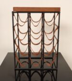 Arthur Umanoff Leather and Iron 12 Bottle Wine Rack with Butcher Block Top - Image 6