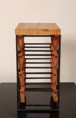 Arthur Umanoff Leather and Iron 12 Bottle Wine Rack with Butcher Block Top - Image 10