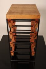 Arthur Umanoff Leather and Iron 12 Bottle Wine Rack with Butcher Block Top - Image 12
