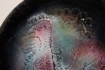 Large Vintage Enamel on Copper Sgraffito Peacock Decorative Plate by Arpad Rosti - Image 7