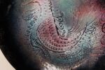 Large Vintage Enamel on Copper Sgraffito Peacock Decorative Plate by Arpad Rosti - Image 11
