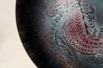 Large Vintage Enamel on Copper Sgraffito Peacock Decorative Plate by Arpad Rosti - Image 14