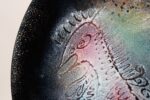 Large Vintage Enamel on Copper Sgraffito Peacock Decorative Plate by Arpad Rosti - Image 8