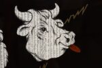 Large Mid-Century Black Resin Inlaid Wall Street Bull and Bear Tray by Couroc - Image 12