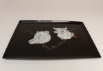 Large Mid-Century Black Resin Inlaid Wall Street Bull and Bear Tray by Couroc - Image 4