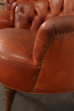 Vintage Chesterfield Style Tufted Barrel Back Tub Club Chairs on Caster Wheels - Image 30