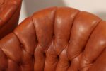Vintage Chesterfield Style Tufted Barrel Back Tub Club Chairs on Caster Wheels - Image 14