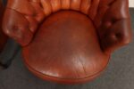Vintage Chesterfield Style Tufted Barrel Back Tub Club Chairs on Caster Wheels - Image 17