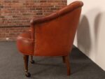 Vintage Chesterfield Style Tufted Barrel Back Tub Club Chairs on Caster Wheels - Image 9