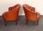 Vintage Chesterfield Style Tufted Barrel Back Tub Club Chairs on Caster Wheels - Image 10