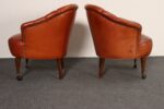 Vintage Chesterfield Style Tufted Barrel Back Tub Club Chairs on Caster Wheels - Image 8
