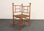 Antique Aesthetic Movement Burnt Bamboo and Grasscloth Corner Chair - Image 2