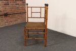 Antique Aesthetic Movement Burnt Bamboo and Grasscloth Corner Chair - Image 7