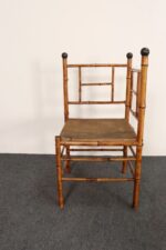 Antique Aesthetic Movement Burnt Bamboo and Grasscloth Corner Chair - Image 4