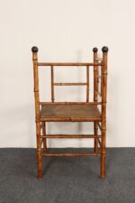 Antique Aesthetic Movement Burnt Bamboo and Grasscloth Corner Chair - Image 6