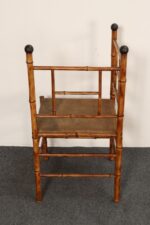 Antique Aesthetic Movement Burnt Bamboo and Grasscloth Corner Chair - Image 5