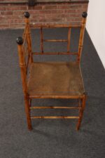 Antique Aesthetic Movement Burnt Bamboo and Grasscloth Corner Chair - Image 9