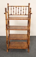 English Aesthestic Movement Burnt Bamboo Four Shelf Curio / Etagere / Bookshelf - Image 5