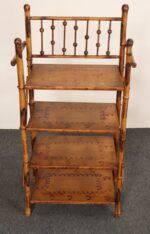 English Aesthestic Movement Burnt Bamboo Four Shelf Curio / Etagere / Bookshelf - Image 4