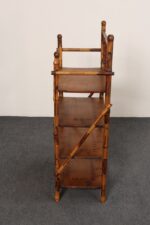 English Aesthestic Movement Burnt Bamboo Four Shelf Curio / Etagere / Bookshelf - Image 9