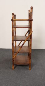English Aesthestic Movement Burnt Bamboo Four Shelf Curio / Etagere / Bookshelf - Image 8