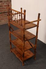 English Aesthestic Movement Burnt Bamboo Four Shelf Curio / Etagere / Bookshelf - Image 11