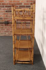 Victorian Style Torched Bamboo and Grasscloth Four-Tier Etagere / Bookshelf - Image 9