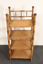 Victorian Style Torched Bamboo and Grasscloth Four-Tier Etagere / Bookshelf - Image 2