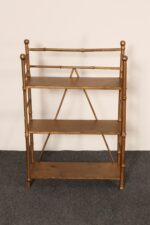 Petite Folk Art Victorian Style Gold Bamboo Three Tier Curio Shelf / Bookshelf - Image 2