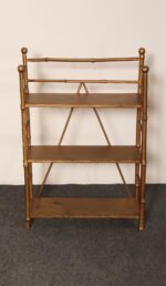 Petite Folk Art Victorian Style Gold Bamboo Three Tier Curio Shelf / Bookshelf - Image 26