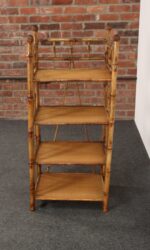 Victorian Style Torched Bamboo and Grasscloth Four-Tier Etagere / Bookshelf - Image 11