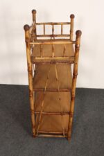 Victorian Style Torched Bamboo and Grasscloth Four-Tier Etagere / Bookshelf - Image 8