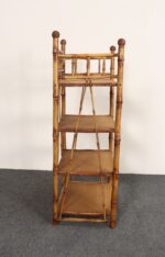 Victorian Style Torched Bamboo and Grasscloth Four-Tier Etagere / Bookshelf - Image 6
