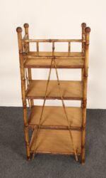 Victorian Style Torched Bamboo and Grasscloth Four-Tier Etagere / Bookshelf - Image 12