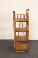 Victorian Style Torched Bamboo and Grasscloth Four-Tier Etagere / Bookshelf - Image 5