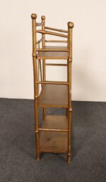 Petite Folk Art Victorian Style Gold Bamboo Three Tier Curio Shelf / Bookshelf - Image 24