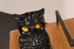 Vintage Cast Iron Owl Andirons with Yellow / Amber Blown Glass Eyes - Image 21