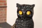 Vintage Cast Iron Owl Andirons with Yellow / Amber Blown Glass Eyes - Image 22