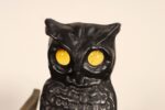 Vintage Cast Iron Owl Andirons with Yellow / Amber Blown Glass Eyes - Image 23