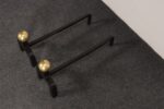 Pair of Vintage French Modernist Iron Andirons with Brass Ball Finial Decoration - Image 11