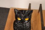 Vintage Cast Iron Owl Andirons with Yellow / Amber Blown Glass Eyes - Image 24