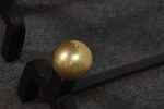 Pair of Vintage French Modernist Iron Andirons with Brass Ball Finial Decoration - Image 16