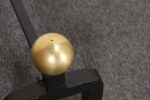 Pair of Vintage French Modernist Iron Andirons with Brass Ball Finial Decoration - Image 13