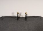 Pair of Vintage French Modernist Iron Andirons with Brass Ball Finial Decoration - Image 8