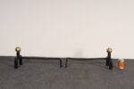 Pair of Vintage French Modernist Iron Andirons with Brass Ball Finial Decoration - Image 7