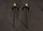 Pair of Vintage French Modernist Iron Andirons with Brass Ball Finial Decoration - Image 9