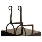 Pair of French Folk Art Hand-Forged Abstract Figural Zoomorphic Andirons